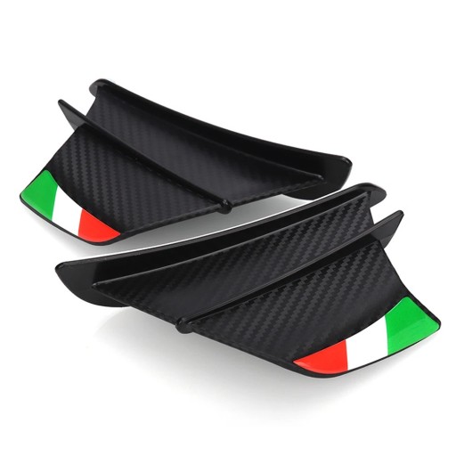 Univerzální aerodynamická křídla na kapotáž motocyklu 17,7 x 4,2 cm boční spoiler matná černá se vzorem karbonu samolepicí montáž