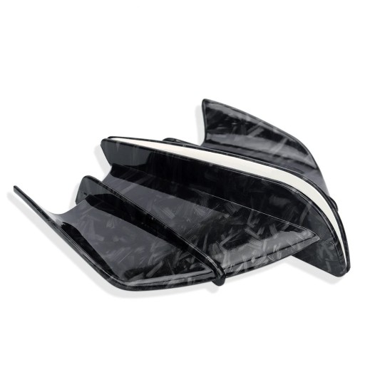 Univerzální aerodynamické křídlo na kapotáž motocyklu 17,7 x 9,5 cm boční spoiler vzhled kovaného karbonu samolepicí montáž pevný plast