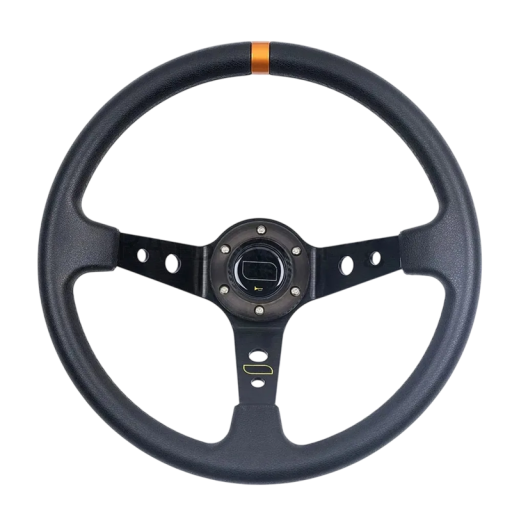 Univerzální sportovní volant 35 cm PU kůže Černý volant pro autozávody Ergonomický design Odolný materiál Pohodlné řízení Interiér vozu