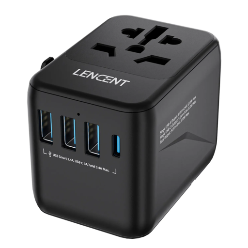 Univerzálny cestovný adaptér s výstupom USB a USB-C AC/DC EÚ UK USA AUS Zásuvka do siete 2500W 100–250V Nabíjačka pre medzinárodné použitie