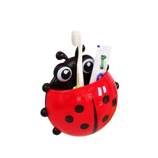 Uroczy uchwyt na szczoteczkę do zębów z przyssawką 14,5x13,8 cm Plastikowy dodatek do łazienki Uchwyt dla dzieci w kształcie biedronki z siedmioma gwiazdkami
