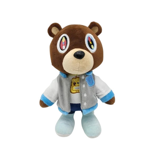 Urso de peluche Kanye West Estiloso brinquedo de coleção Personagem icónico Decoração musical Presente para fãs de rap e cultura pop 30 cm