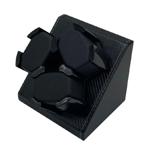 Urteknapper til 3 automatiske ure roterende boks 15,3x13x13,3cm MDF PU læder ABS USB strømforsyning til opbevaring