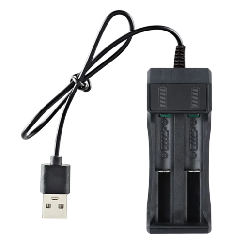 USB 18650 batterioplader 2 stikpladser dobbelt strømopladning 3,7V Li-ion-celler kompatibel med 16340 14500 18650 bærbar opladningsadapter
