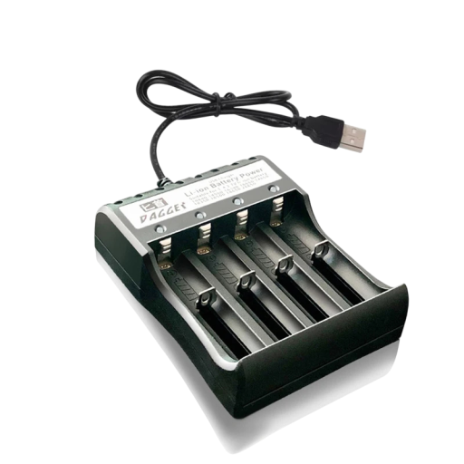 USB 18650 batterioplader 4 stikpladser dobbelt strømopladning 3,7V Li-ion-celler kompatibel med 16340 14500 18650 bærbar adapter med beskyttelse
