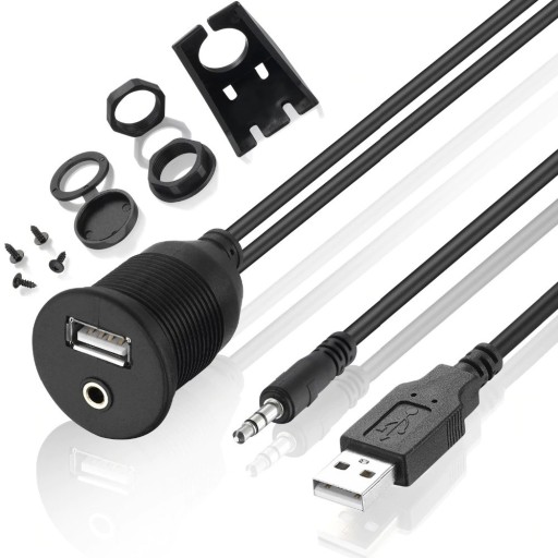 USB 2.0 / 3,5 mm-es autós hosszabbító kábel