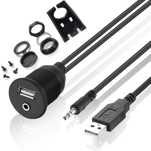 USB 2.0 / 3,5 mm jack forlængerkabel til bil