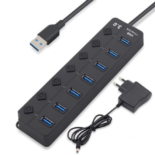 USB 3.0 hub med switch, 7 porte
