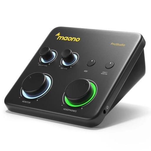 USB audio rozhranie ProStudio 2 vstupy a 2 výstupy 24 bit a 192 kHz 48 V fantómové napájanie priamy monitoring USB-C čierne do štúdia