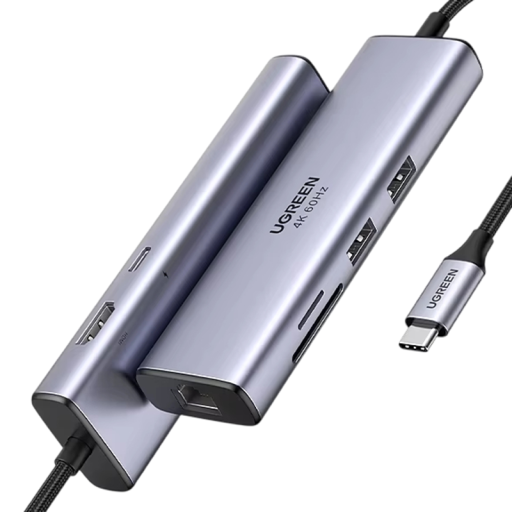USB-C Dockningsstation 7i1 4K HDMI 60Hz RJ45 1000Mbps PD 100W USB 3.0 SD TF Aluminium Hub Grå för Laptop PC