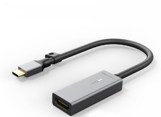USB-C Stecker auf HDMI Buchse Adapter zur Bildübertragung auf Monitor oder Fernseher Auflösung bis zu 4K Gehäuse aus Aluminiumlegierung Länge 9,5 cm