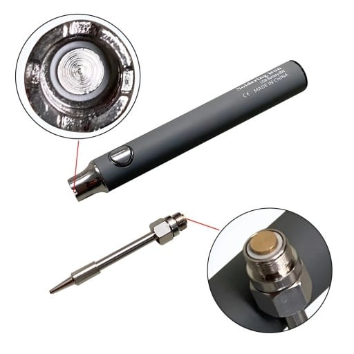 USB-juotoskolvi, jonka lämpötilan säätö on 330–450 °C. Digitaalinen minikokoinen juotinkynä, jossa on unitoiminto. Setti sisältää kaapelin
