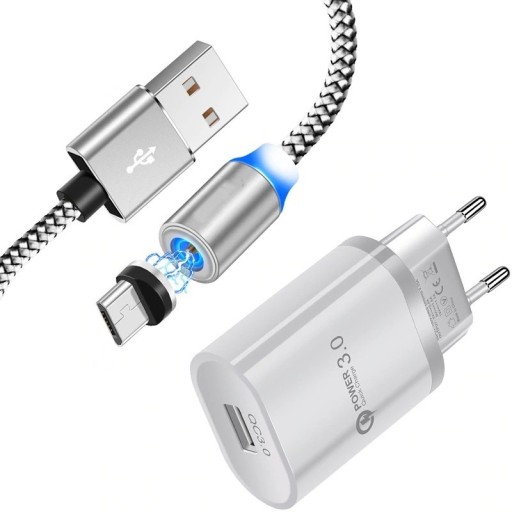 USB-laddare med magnetisk Micro USB-kabel