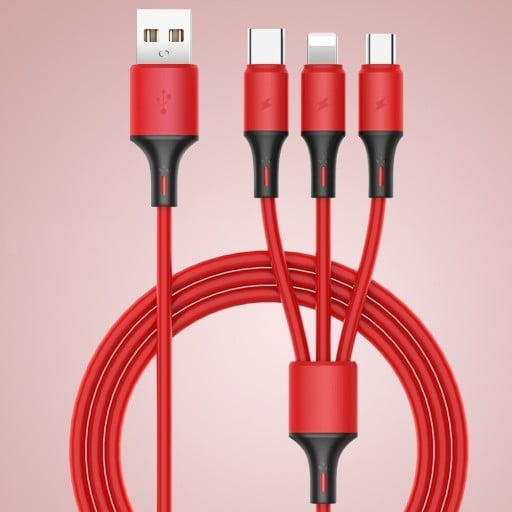 USB-Micro USB / USB-C / Lightning-latauskaapeli 1,2 m