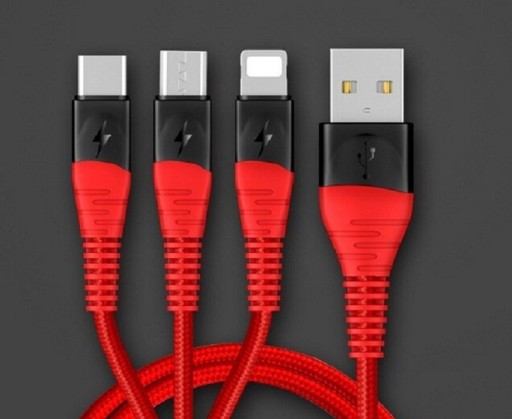 USB - Micro USB / USB-C / Lightning töltőkábel