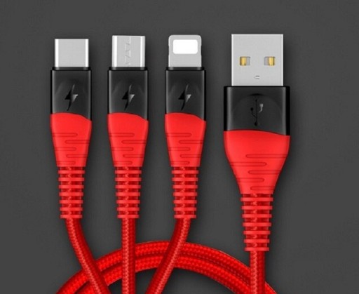 USB naar Micro USB / USB-C / Lightning-oplaadkabel