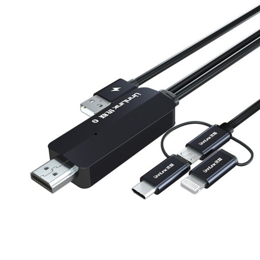 USB-skærmspejlingskabel Lightning / USB-C / Micro USB til HDMI