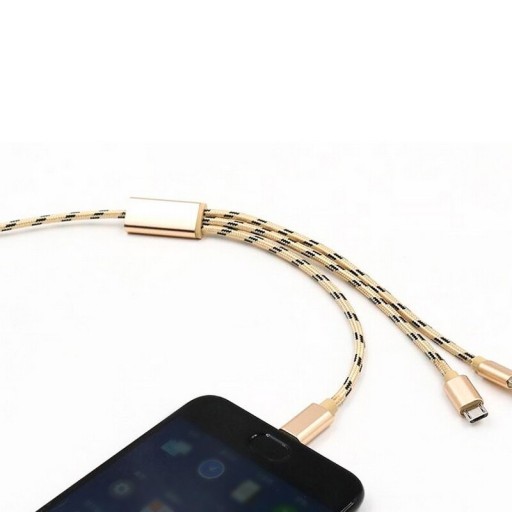 USB til Micro USB / Lightning / USB-C opladningskabel K553