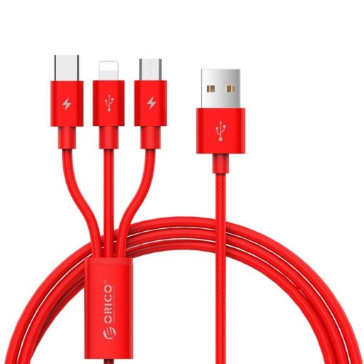 USB til Micro USB / USB-C / Lightning-opladerkabel K665