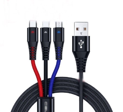 USB-USB-C / Micro USB / Lightning-latauskaapeli
