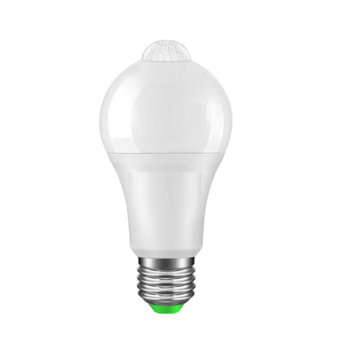 Úsporná LED žiarovka so senzorom pohybu 12W studená biela