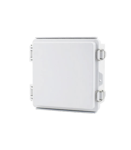 Utomhus fördelningslåda IP67 av ABS-plast med grått genomskinligt lock, mått 15 x 15 x 9 cm, monteringsplatta ingår