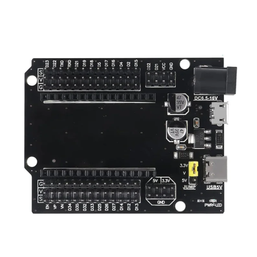 Utvidgningskort 30pin för ESP32 68,5 x 53,5 mm med Micro USB och USB-C portar Utvecklingsbas för IoT-projekt och prototypning