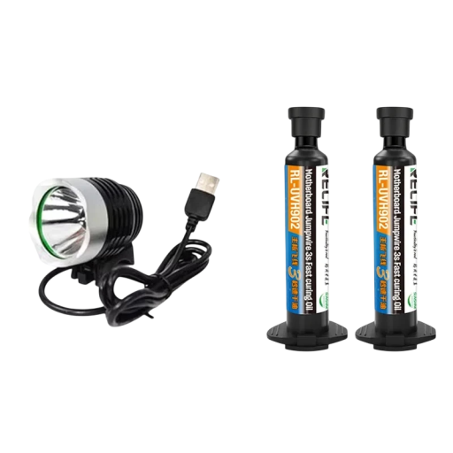 UV-Härtelampe mit USB-Stromversorgung + UV-Kleber 2 Stück 5 V für die Reparatur von Mobiltelefon-Displays und Hauptplatinen