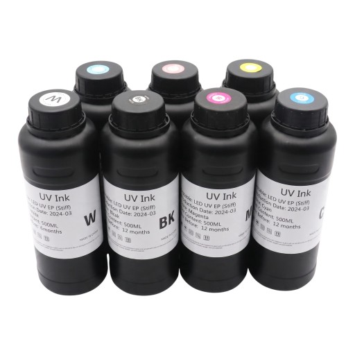UV Ink 500 ml Soft LED Ink for Epson i3200 XP600 L800 and DX5 Print Heads for Flat Printing on Leather, Foil and Wallpaper