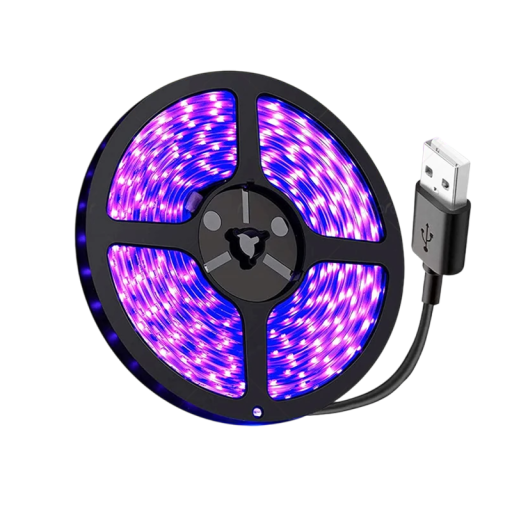 UV LED světelný pásek 2 m 120 LED 395-405nm Flexibilní černý pásek Ultrafialové světlo Dekorace Osvětlení pro party a vitríny