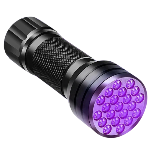 UV-lommelygte 21 LED 395 nm 9,6 x 2,9 cm Kompakt UV-lampe Seddelinspektion Pletdetektion Mineraler Hygiejne Husholdning