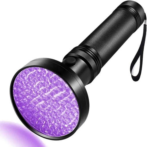UV-lommelygte 395 nm 100 LED 19 x 7,8 cm stærk UV-lampe til pletter, biologisk snavs, seddelinspektion, mineraler, husholdning