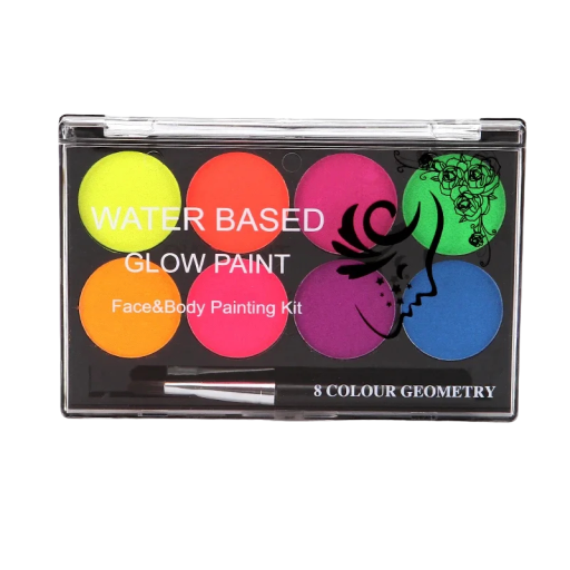 UV-lysende krops- og ansigtsmaling Professionel neonmaling Neon ansigtsmalingspalette 8 farver Halloween-makeup