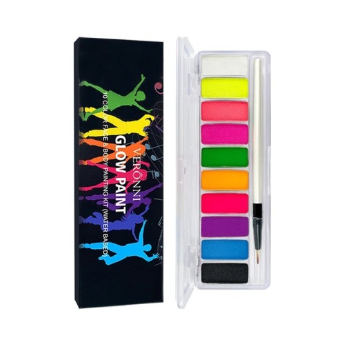 UV svítící neonová barva na obličej a tělo fluorescenční paleta rychleschnoucí 154 x 51 x 13 mm na Halloween párty maskování a make-up