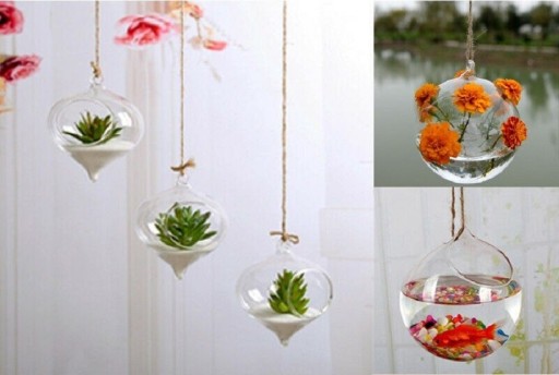 Üveg függő virágcserép