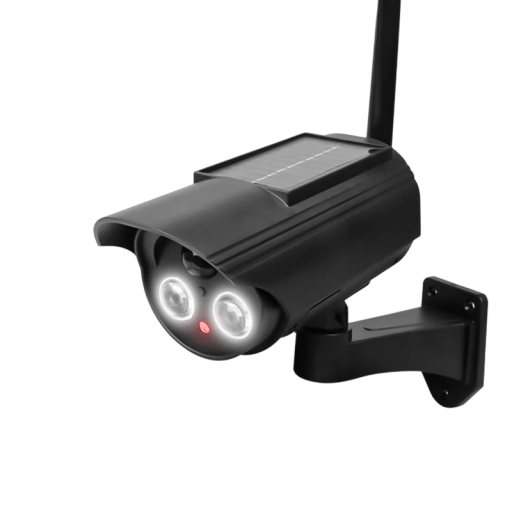 Väärennetty aurinkokennovalvontakamera LED-valolla ja liiketunnistimella, automaattinen pyöritys, ulkosimulaatio, CCTV-puutarhan kuistin suojaus