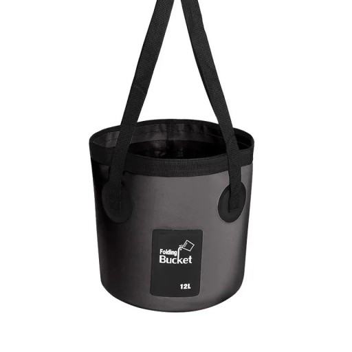 Vădră de camping pliabilă 12 l cu mânere, cca 24,9 × 23,9 cm, ușoară, portabilă, ideală pentru camping, pescuit, drumeții și utilizare în aer liber