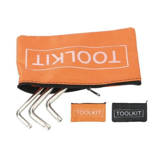 Værktøjsetui tekstil 19 x 11 cm Lille taske til værktøj med praktisk lynlås Holdbart etui til opbevaring af værktøj Orange Sort