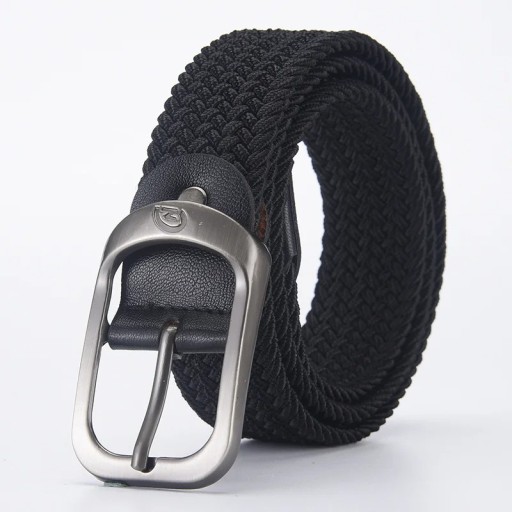 Vævet elastisk unisex bælte Bredde 3,3 cm Fleksibelt tekstilbælte med metalspænde Modetilbehør til jeans Shorts og bukser