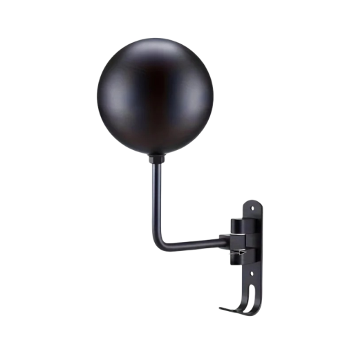 Väggmonterad hållare för hjälm, kepsar och hattar, roterande 180 grader, avtagbar boll 12 cm, dubbel krok, aluminium, max belastning 13,6 kg, svart