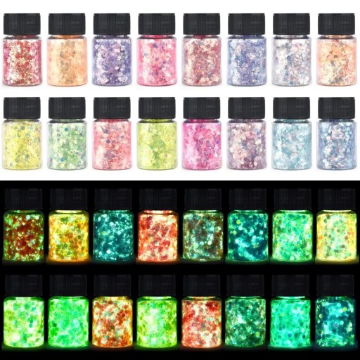Valaisevat glitterit epoksihartsille Pigmentit pimeässä hohtamiseen Metallivärit UV-vaikutukset Neonivärit täytteisiin