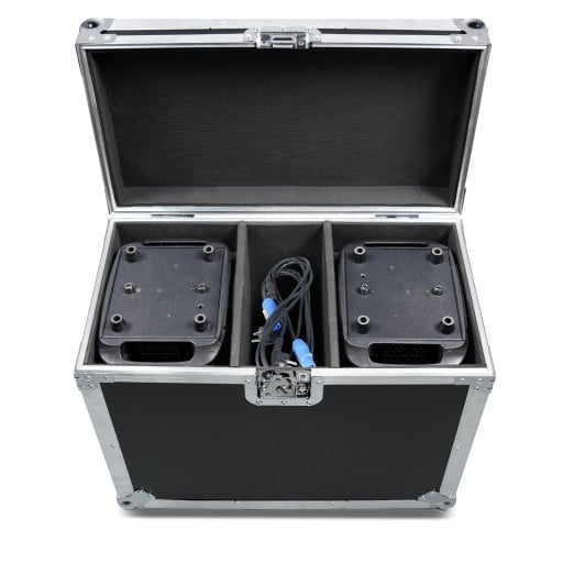 Valise de transport Fieryzeal noire 55 x 32 x 45 cm pour 2 têtes rotatives 150 W surface en simili cuir avec roues et couvercle amovible