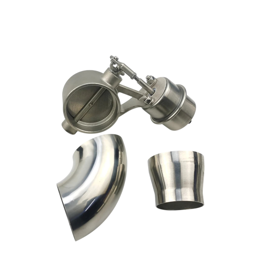 Válvula de escape a vácuo 76 mm Válvula de escape universal em aço inoxidável com tubo curvo e reto para tuning de automóveis