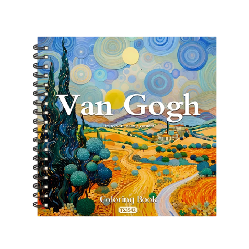 Van Gogh Colouring Book Detailed Illustrations 30 Pages 21 × 21 cm Spiral Binding Multicoloured Drawings for Children and Adults Relaxation Creativity