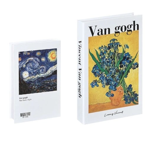 Van Gogh Hamis könyv dekoráció Neotevárható könyv utánzat Fehér művészi dizájn képmotívummal Stílusos lakásdekoráció