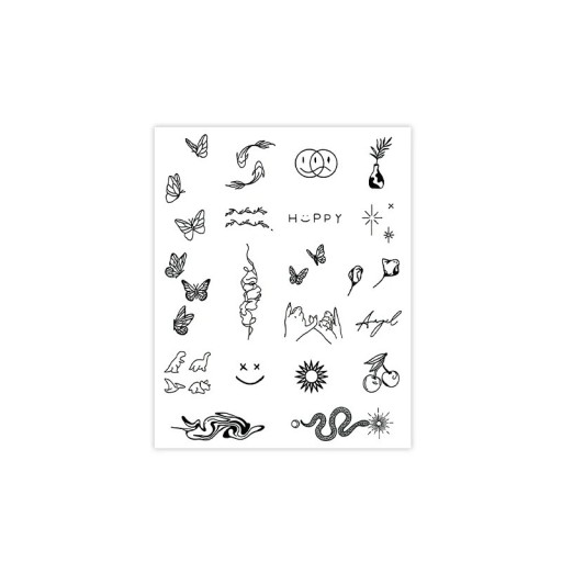 Vandafvisende midlertidige tatoveringsklistermærker til fingre Små motiver Sommerfugle Stjerner Blomster Minimalistisk tatovering på hænder og håndled til kvinder