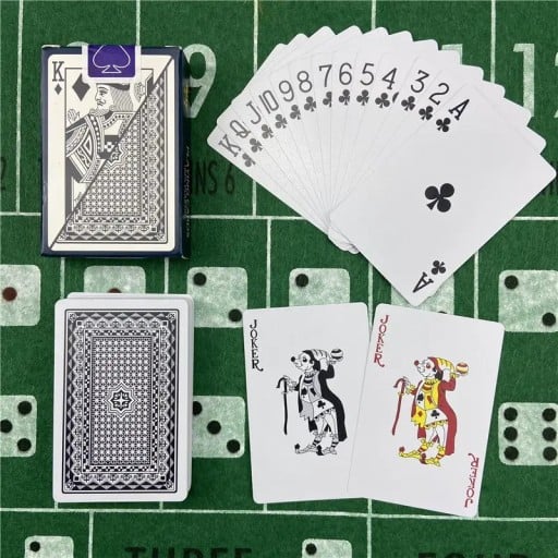 Vandafvisende plastspillekort 54 stk. med mat overflade og motiv 6939 til poker og jokere 58 x 88 mm