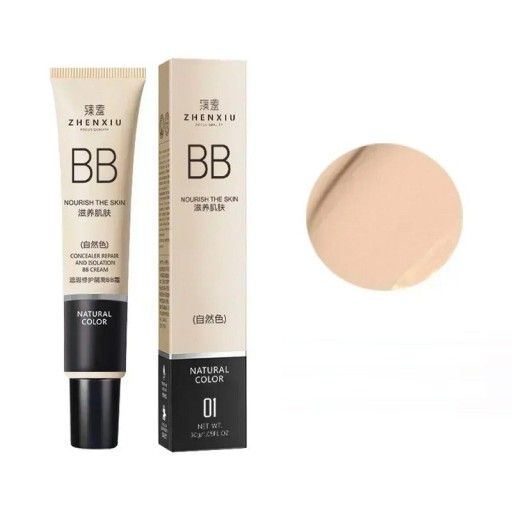 Vandfast BB-creme til at udjævne huden og dække ufuldkommenheder i ansigtet. Flydende concealer til fregner, ar og rande under øjnene. Højdækkende mat BB-creme 30 g.