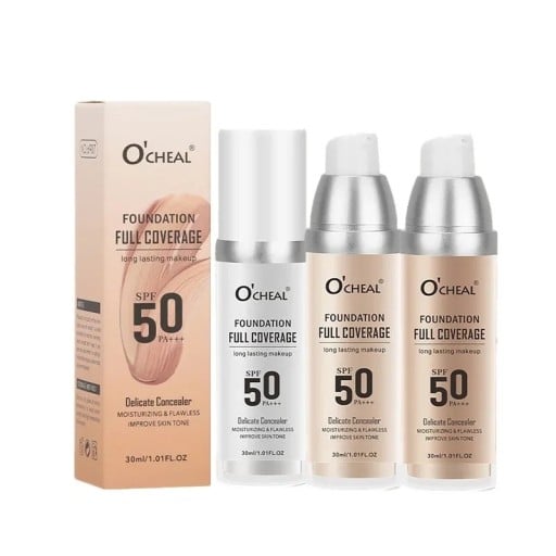 Vandfast flydende makeup 30 ml 12 x 3 cm med fuld dækning, SPF 50 og farveskiftfunktion til ensartet og lysere hudtone