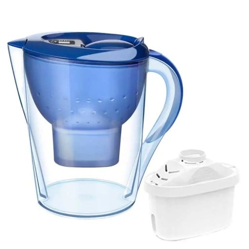 Vandfilterkande med en kapacitet på 3,5 l og dimensioner på 26 x 13,5 x 26 cm med 4 filtreringsniveauer, aktivt kul, harpiks, livstidsindikator